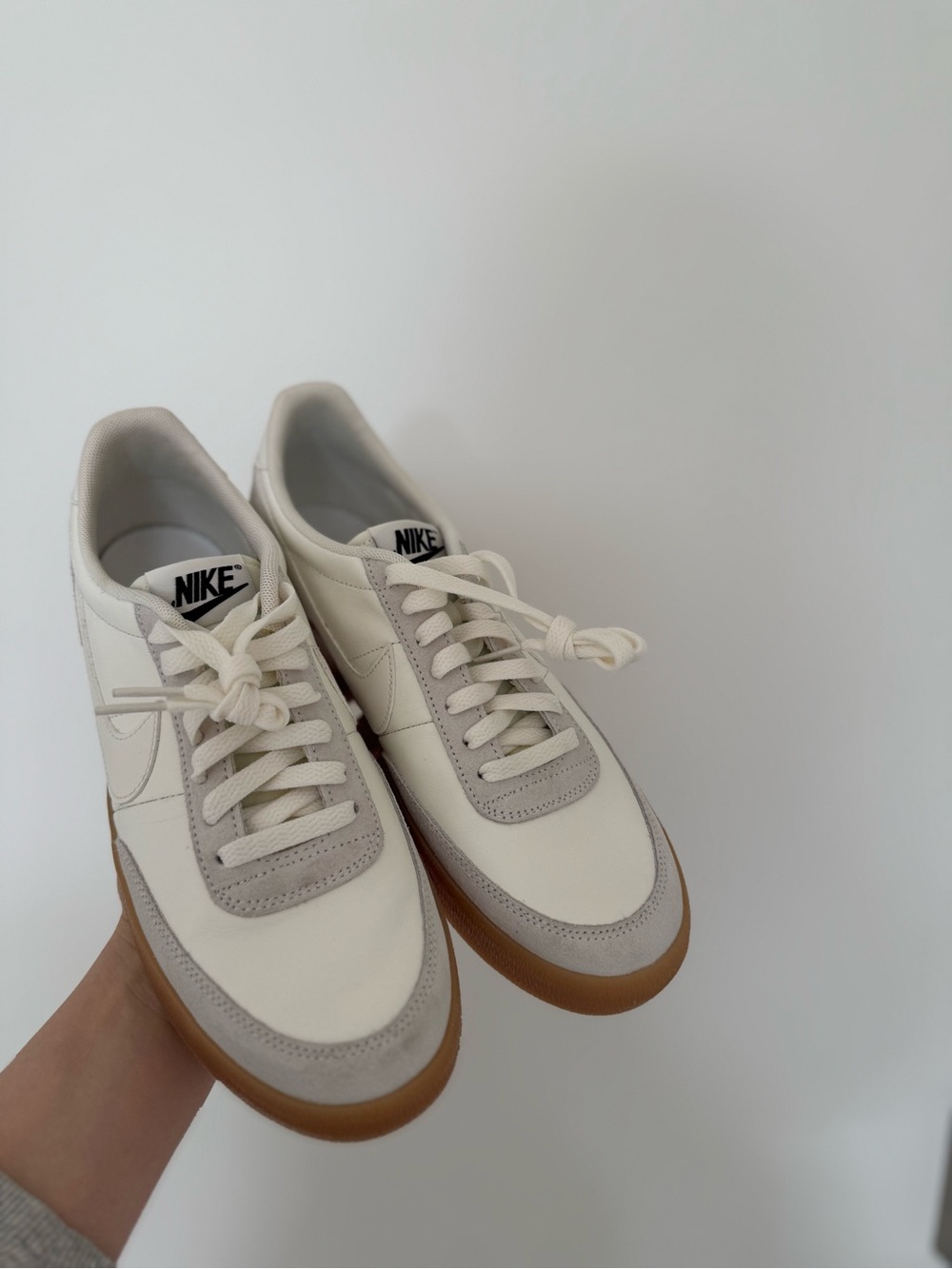 Classic Gum-Soled Trainer — White & Light Gray